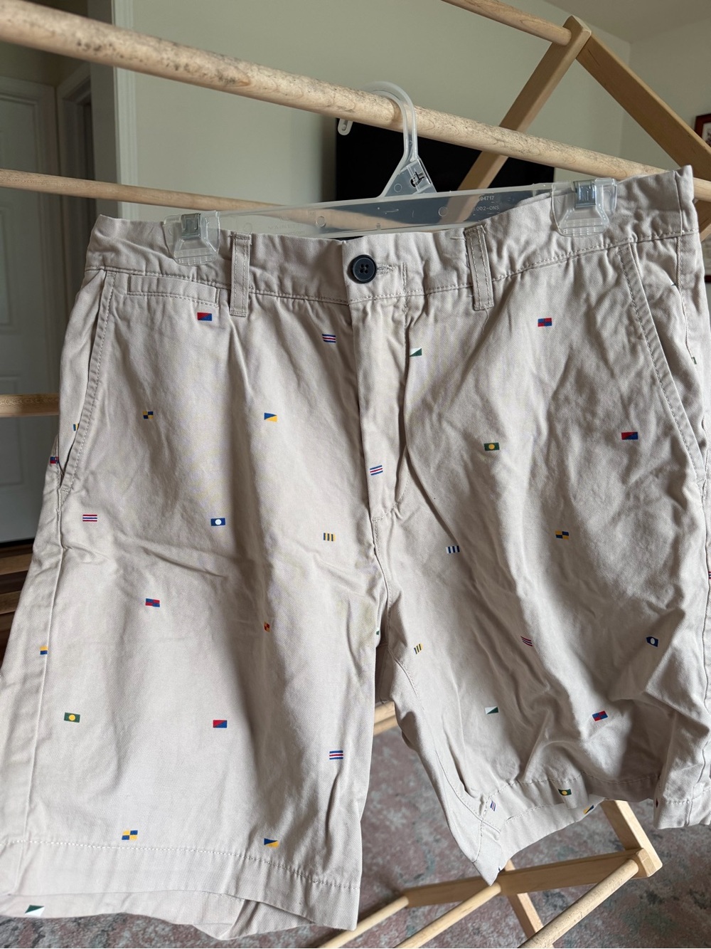 Men's Flag-Detail Khaki Shorts